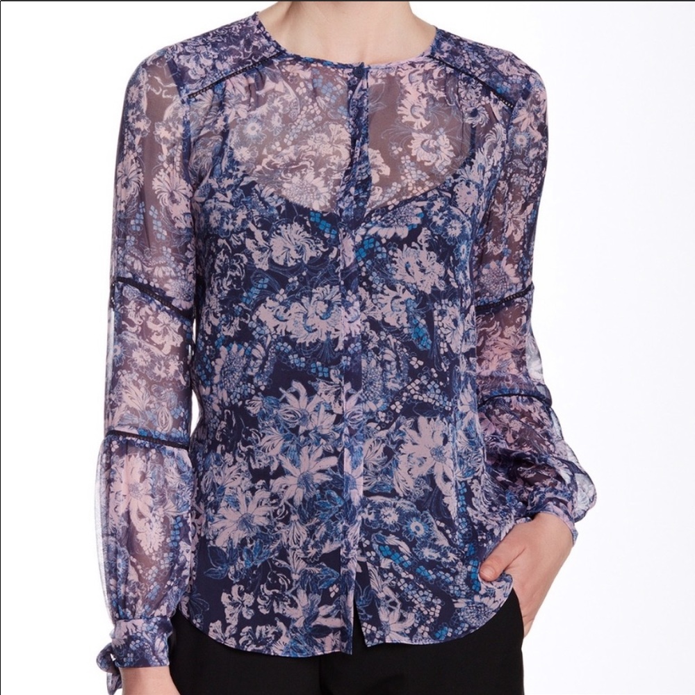 Rebecca Taylor Purple Silk Cottage Core Blouse